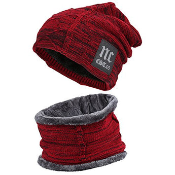 2-delt vinter beanie hat tørklæde sæt varmt